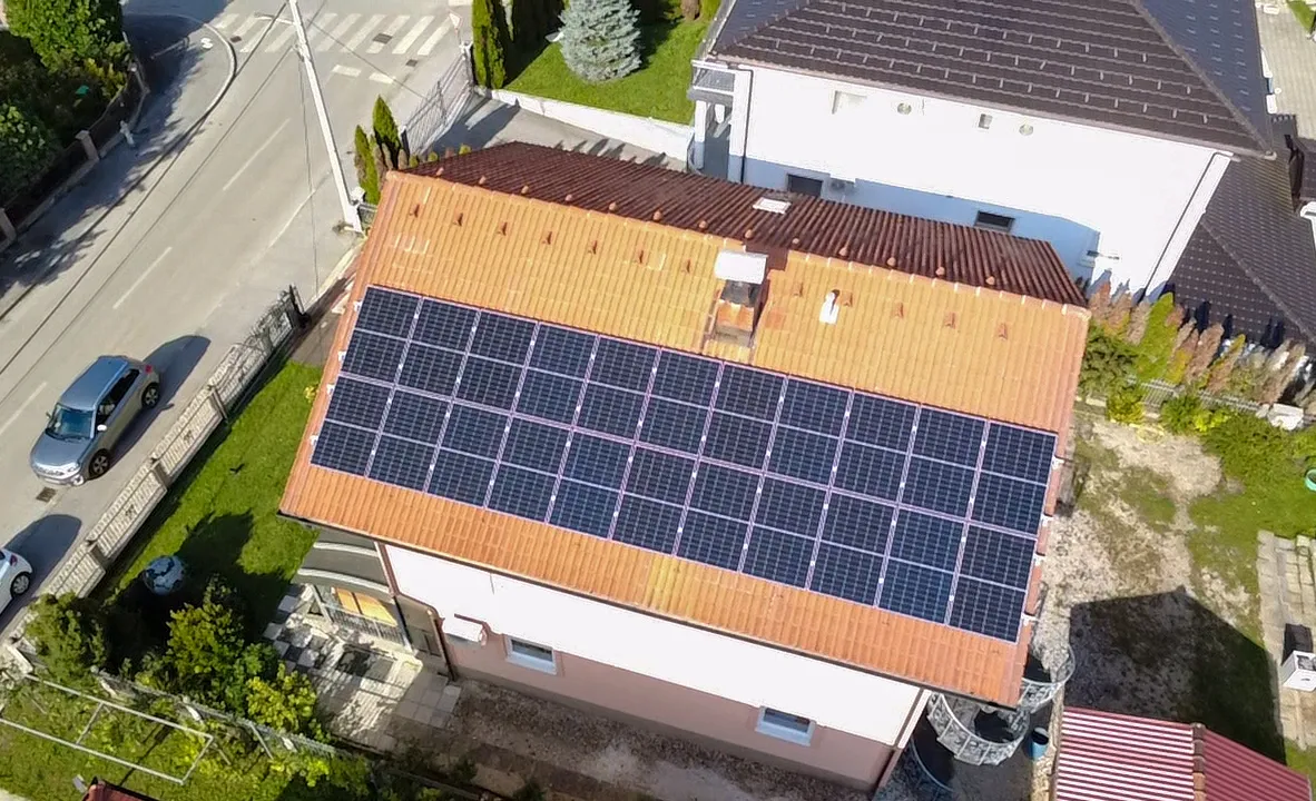 Solarna elektrana, pogled dronom, Sesvete