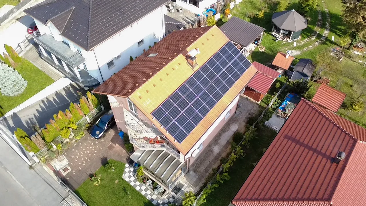 Solarna elektrana, pogled dronom, Sesvete